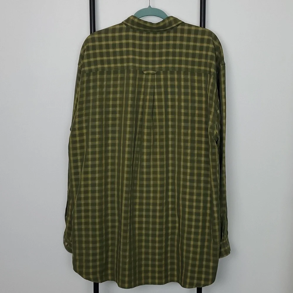 The North Face Green Plaid Modal Blend Men's Long Sleeve Shirt Size XXL